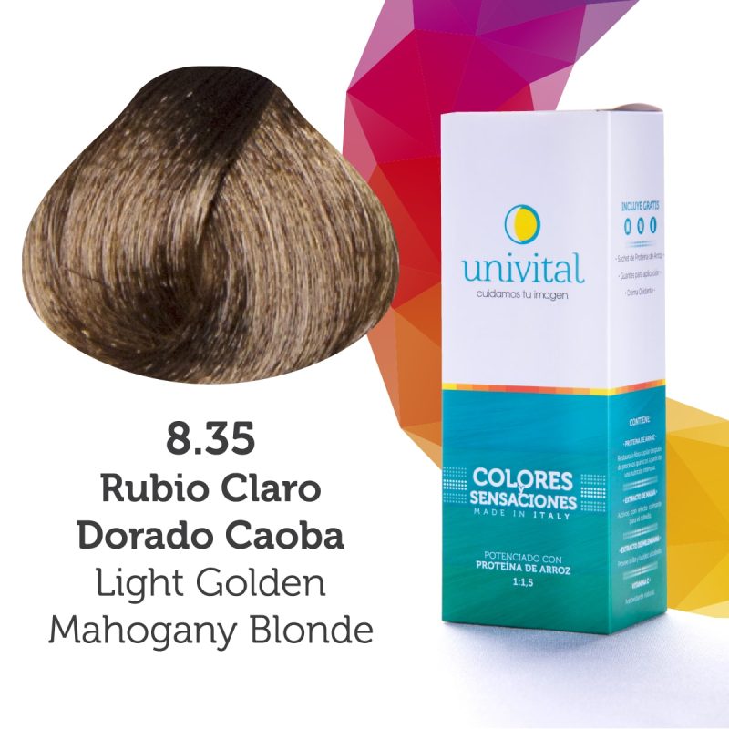 Tintura Univital | Color Rubio Claro Dorado Caoba | 8.35