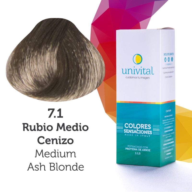 Tintura Univital | Color Rubio Medio Cenizo | 7.1