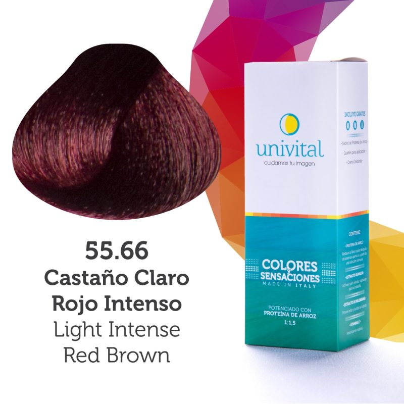 Tintura Univital | Color Castaño Claro Rojo Intenso | 55.66